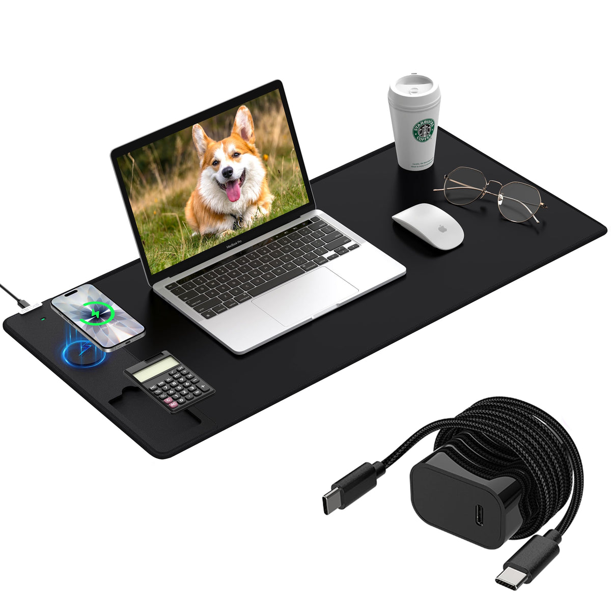 RGB Wireless Charging Desk Mat with Phone Stand