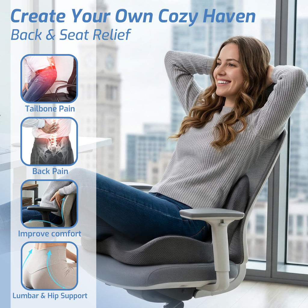 Memory Foam Seat and Lumbar Support Cushion