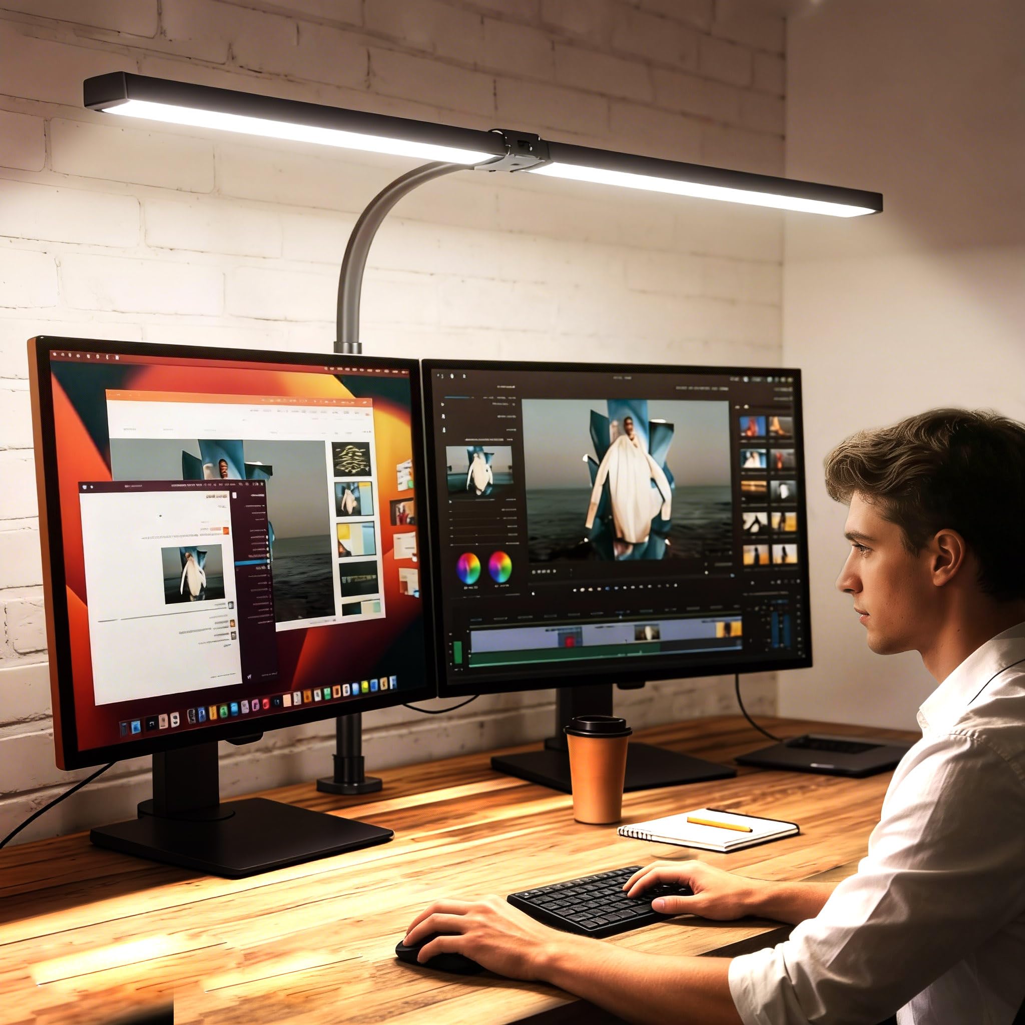Dual-Head Monitor Light with Remote