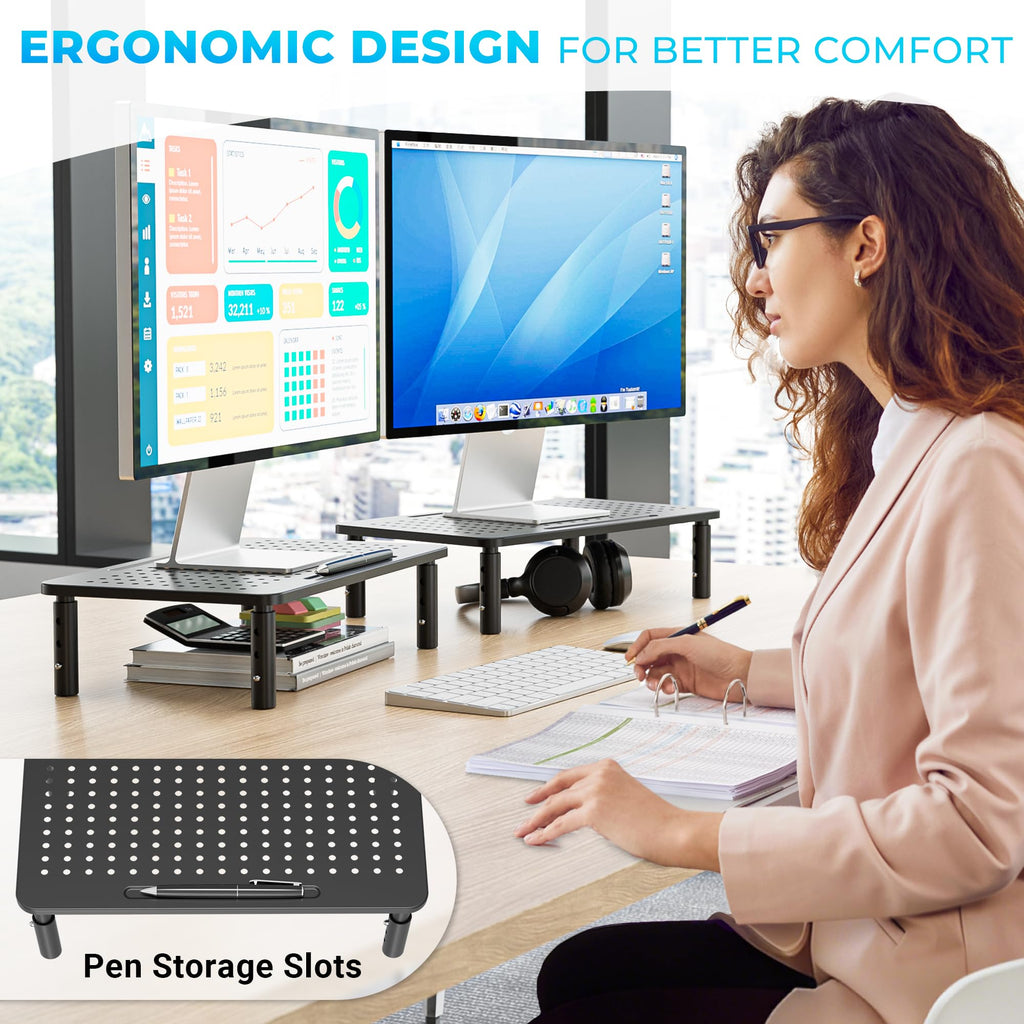 Adjustable Monitor Stand with Drawer