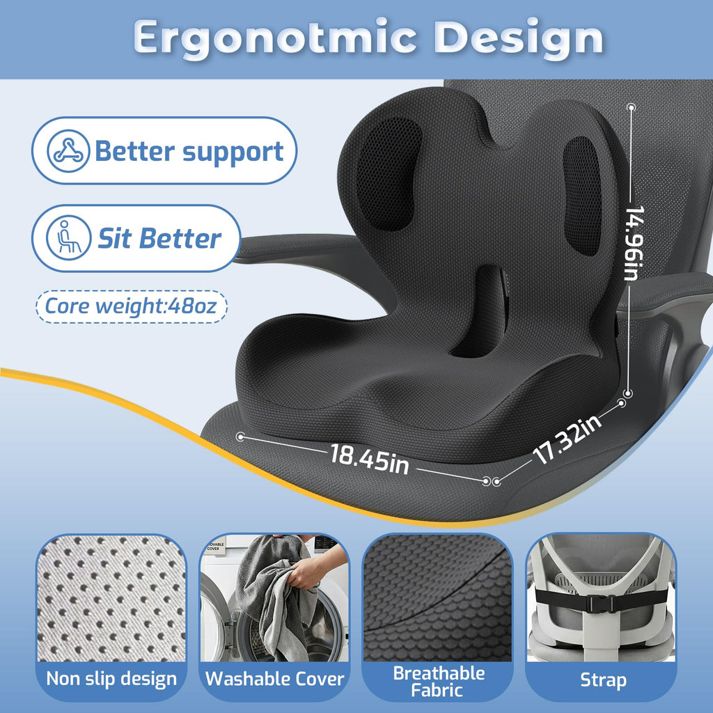 Memory Foam Seat and Lumbar Support Cushion