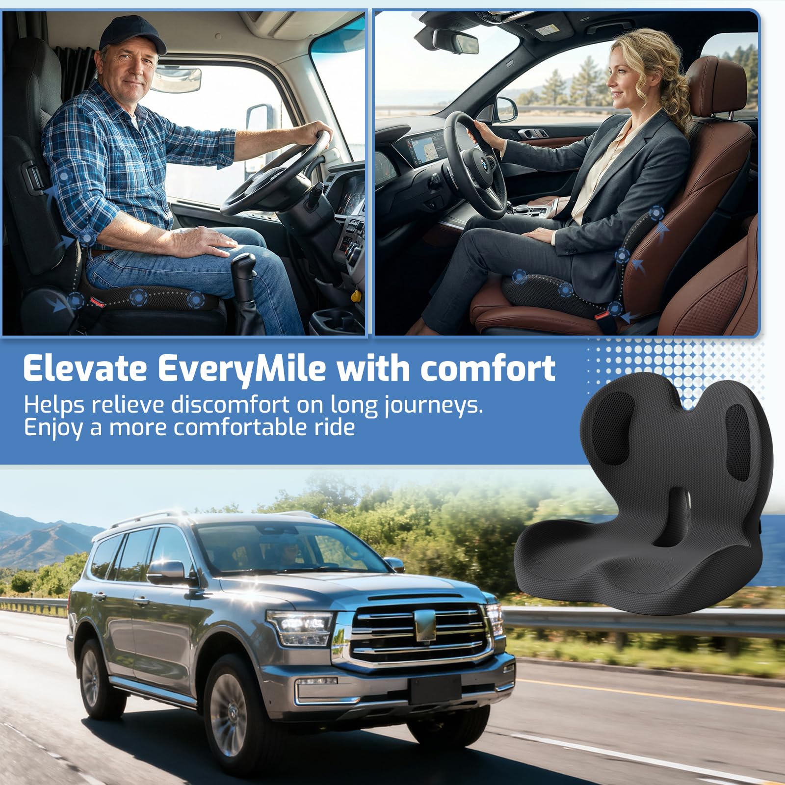 Memory Foam Seat and Lumbar Support Cushion