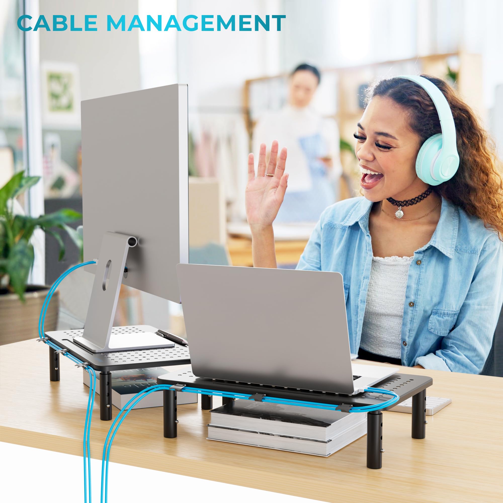 Adjustable Monitor Stand with Drawer