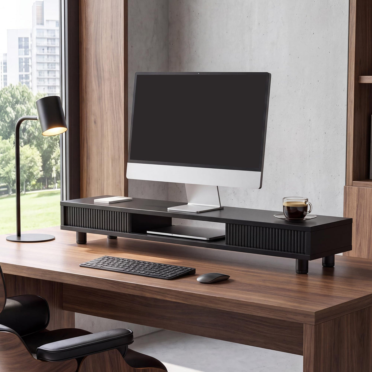 Dual-Monitor Stand with Storage