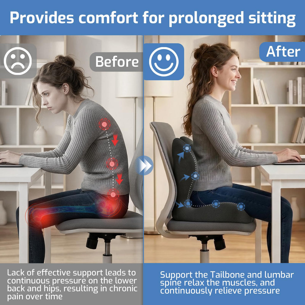 Memory Foam Seat and Lumbar Support Cushion