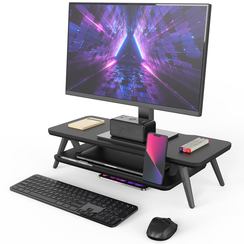 Two-Tier Wooden Monitor Riser