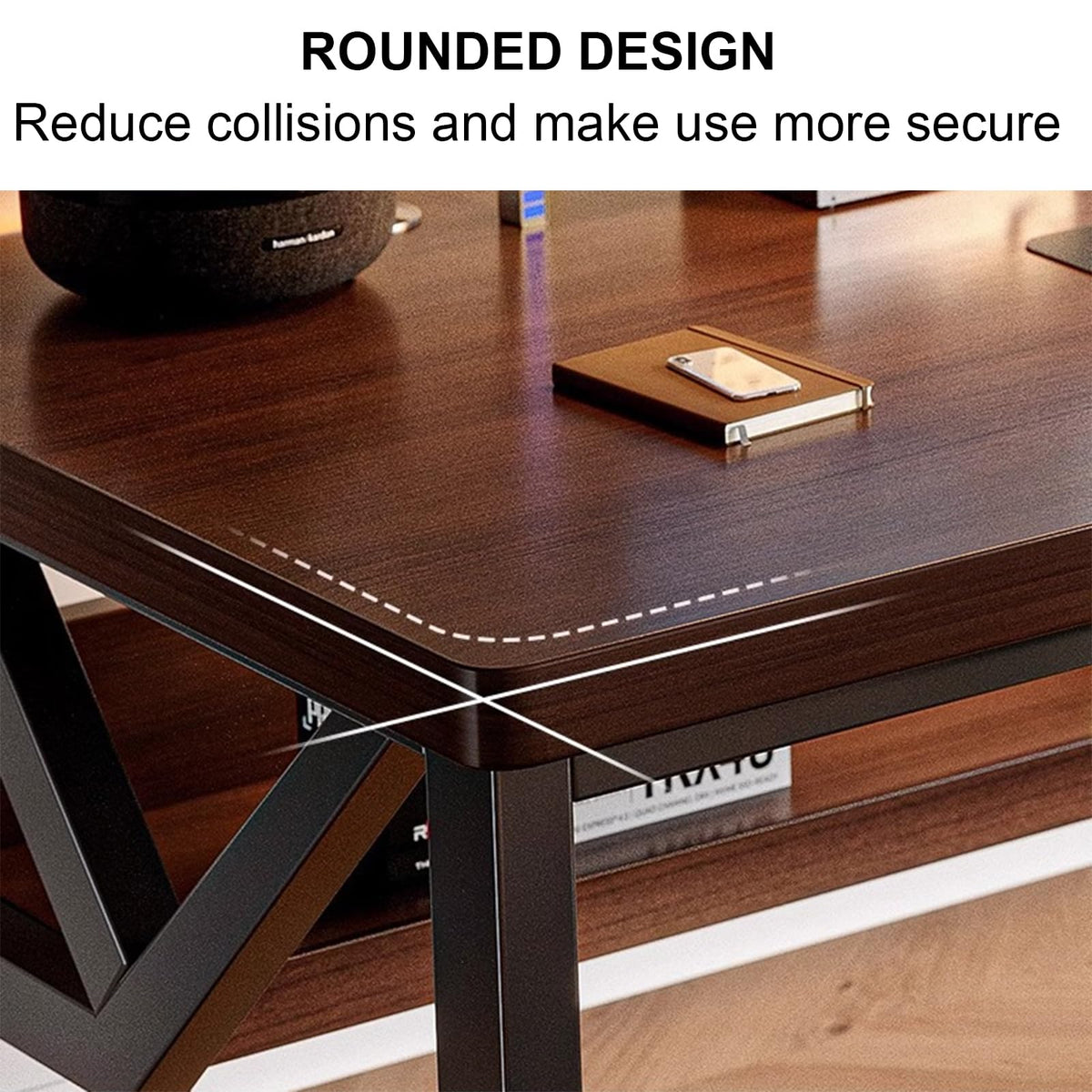 Wooden Office Desk with Storage Shelves
