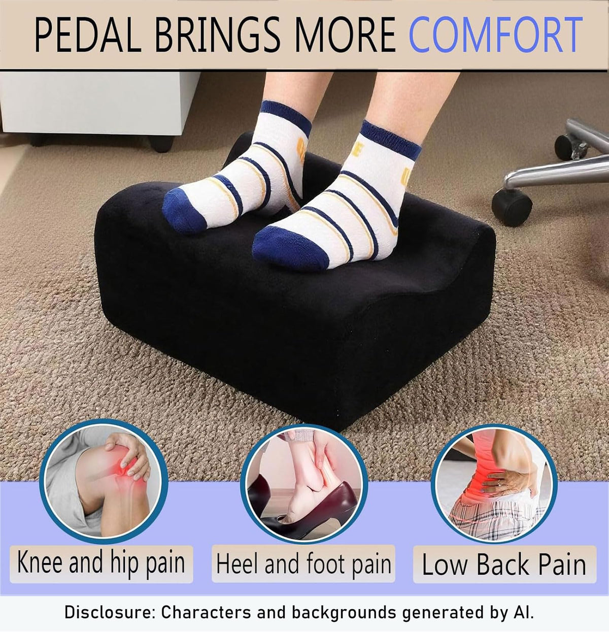 Soft Ergonomic Under-Desk Footrest