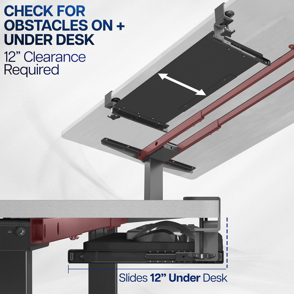 Extra-Long Clamp-On Keyboard Tray